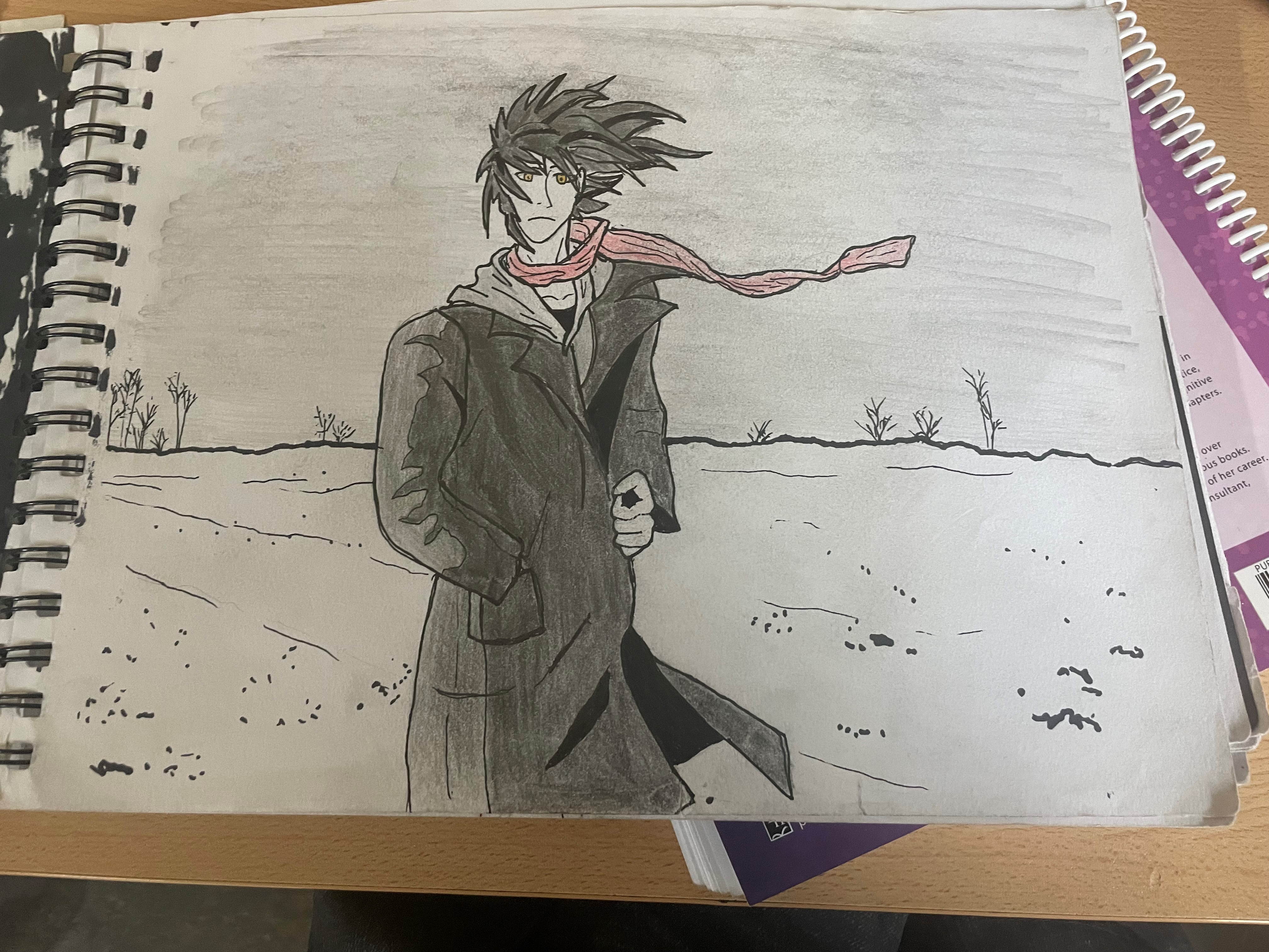 anime boy in winter